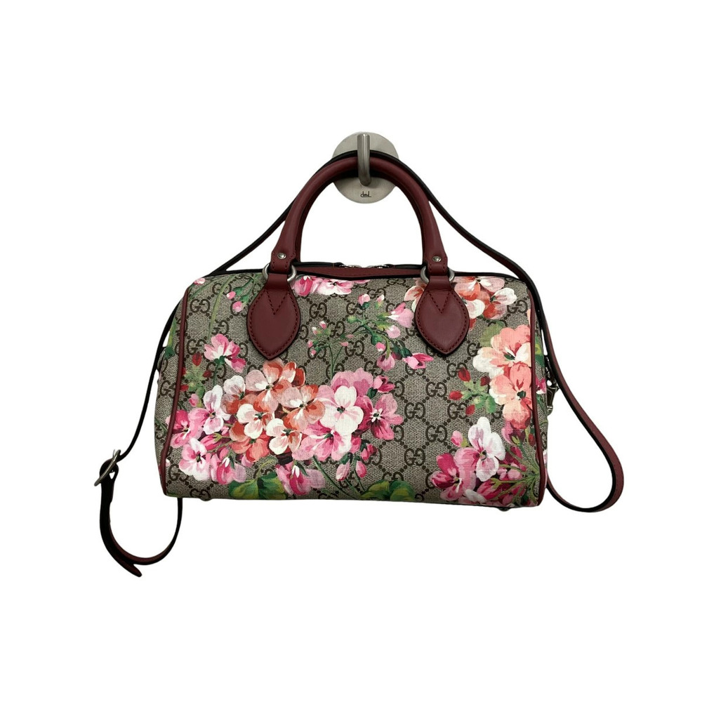 Gucci Blooms GG Supreme Canvas Boston Bag Beige Tan